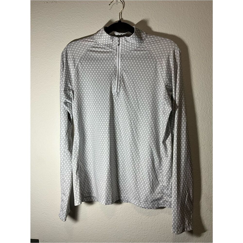 Lady Hagen Gray Geometric Quarter-Zip Pullover